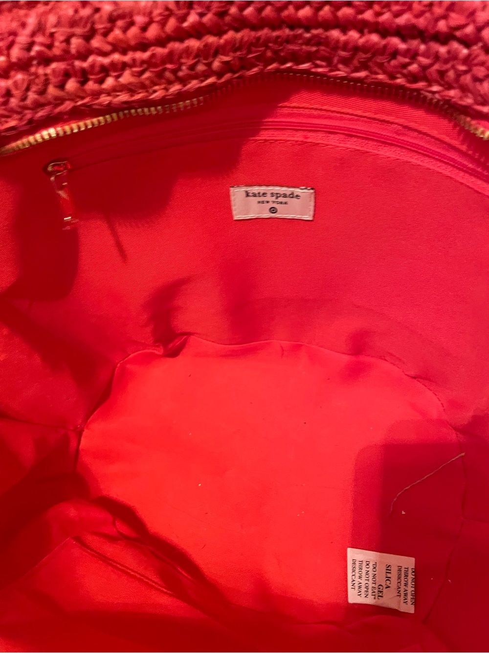 kate spade Red Woven Raffia Tote with Bow Detail - Picture 5 of 9